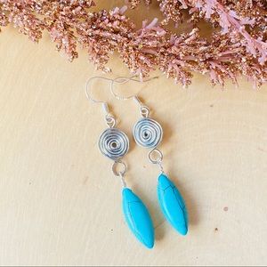 TURQUOISE Gemstone Silver Earrings boho Earrings